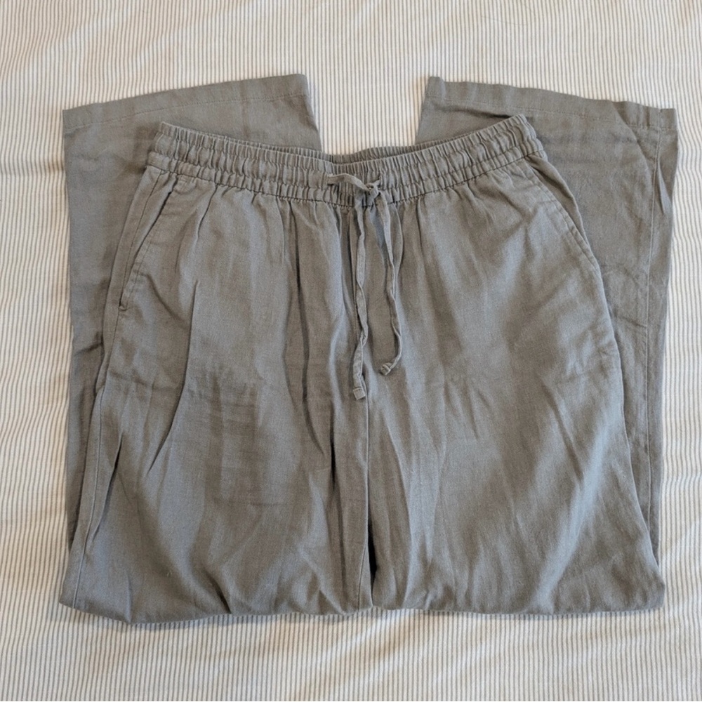 Size Small Grey Linen Blend Full Length Pants